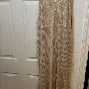 Rebdolls Vega Fringe Sequin Maxi Dress - Champagne and Gold